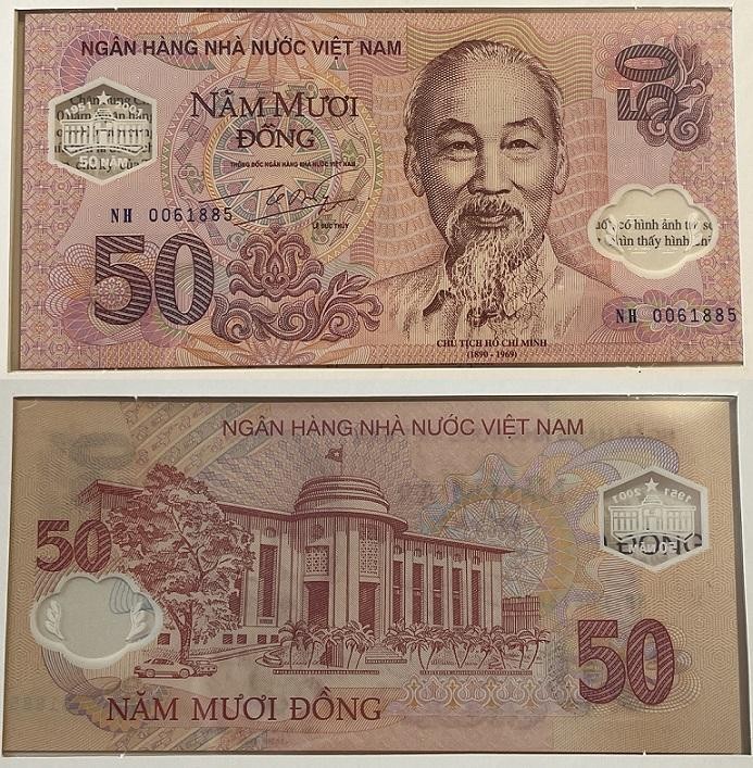 Vietnam – 50 Dong 2001 UNC Pick 118a Polymer – in folder Lemberg-Zp