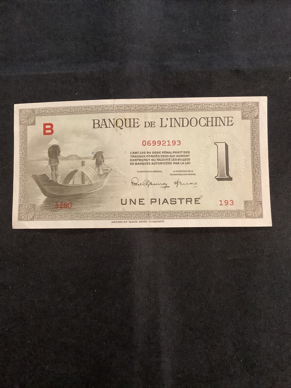 1945 Banque De L’Indochine Une Piastre #06992193