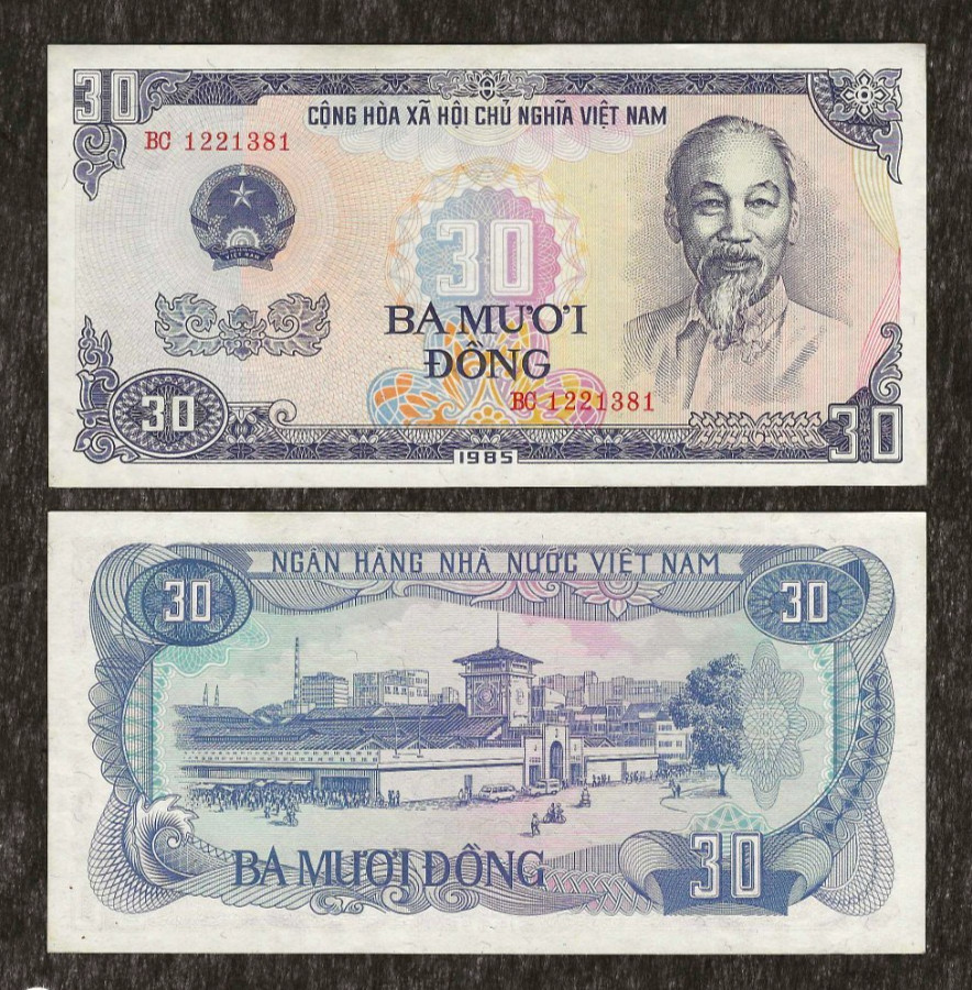 VIETNAM 30 DONG P-95 1985 x 1 Pcs Rare AUNC HCM PAGODA Vietnamese Money BANKNOTE
