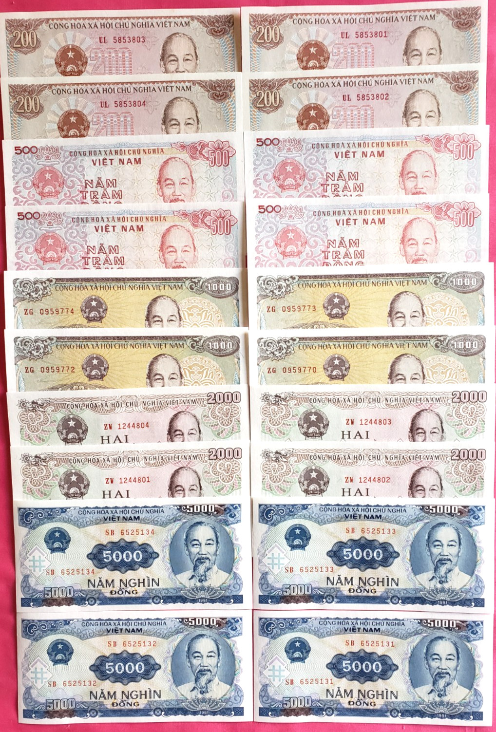 Viet Nam Money Set Of 20 UNC Dong Mixed Denominations World Paper Money