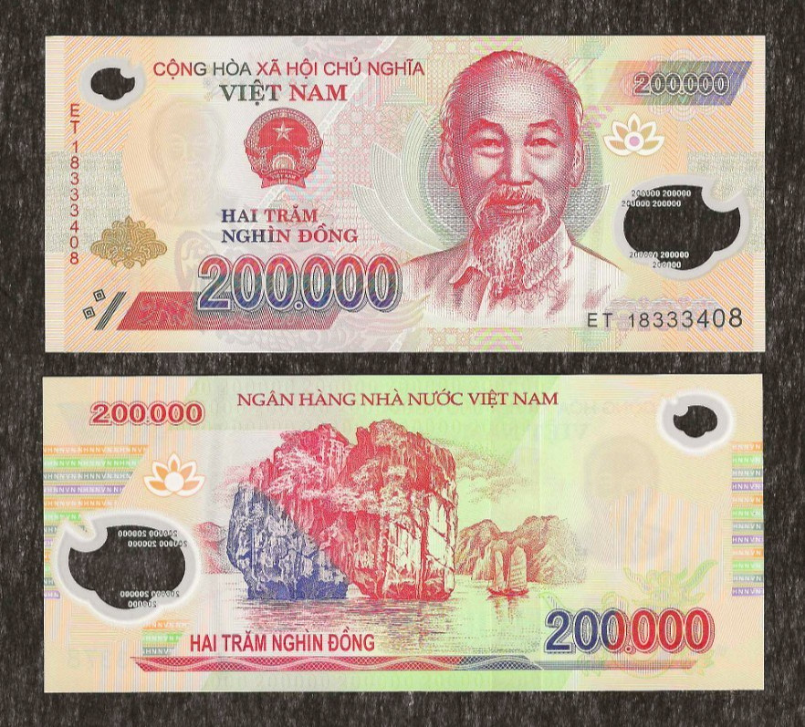 VIETNAM 200000 DONG P-123 2018 x 1 Pcs POLYMER HCM SHIP UNC Vietnamese BANK NOTE