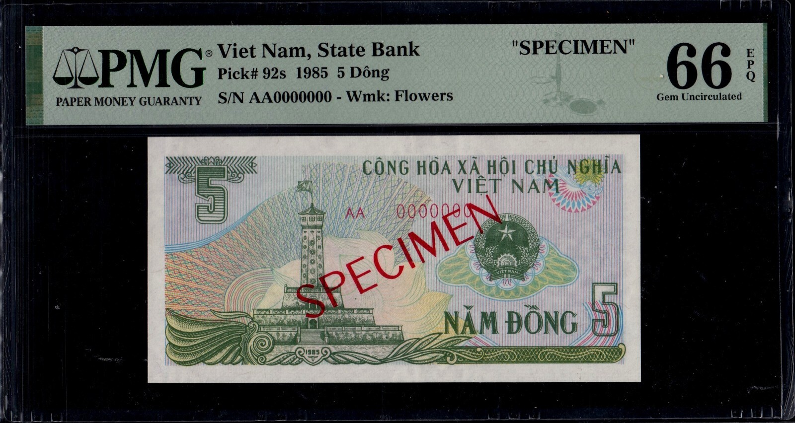 Vietnam 5 Dong 1985 P92s PMG66