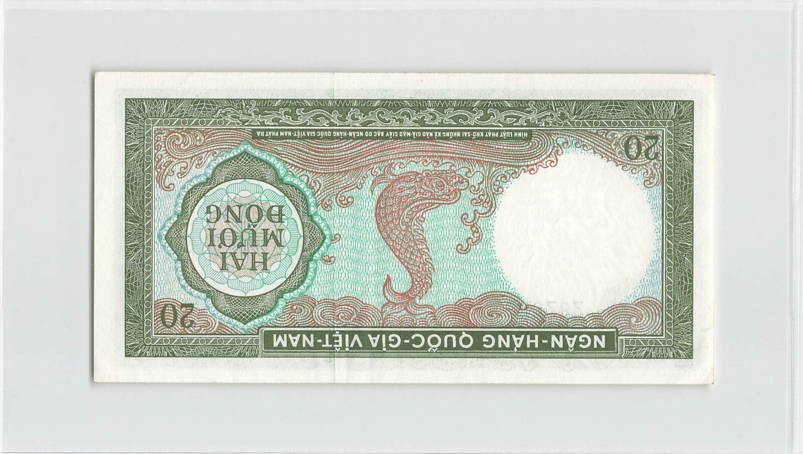 SOUTH VIETNAM 20 Dong 1964, P-16, Original AU w/ Staple Holes. L4 908282. A2
