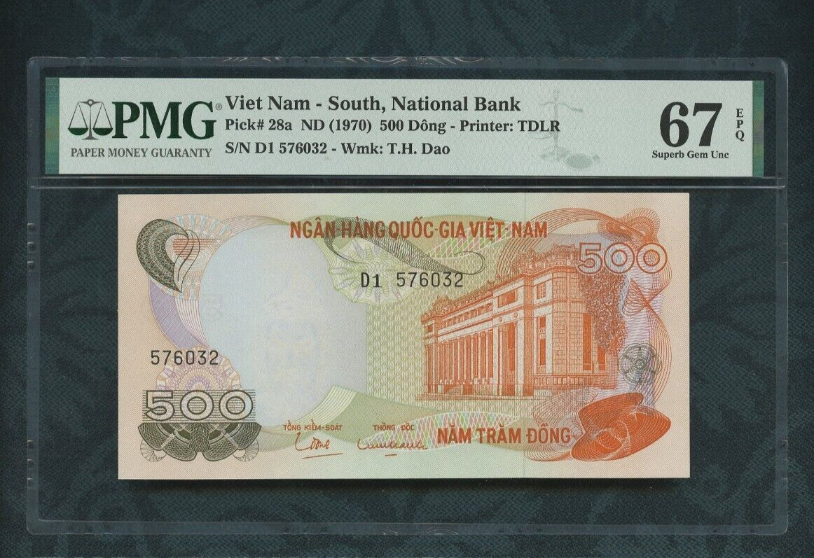 ND (1970) Viet Nam – South, National Bank 500 dong Pick# 28a PMG 67 EPQ
