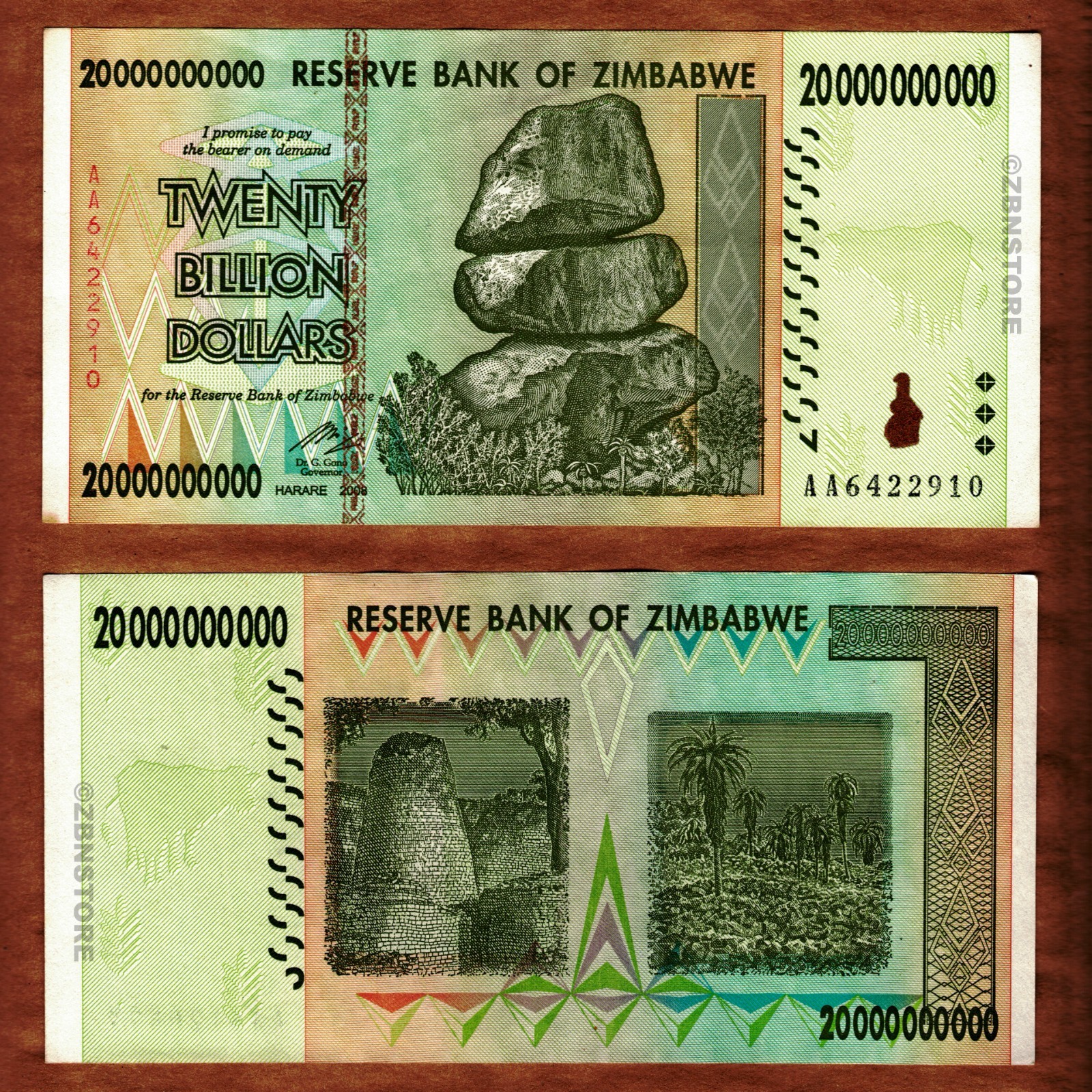 10 x 20,000 Vietnam Dong + 10 x 20 Billion Dollars Zimbabwe 100% Authentic + COA