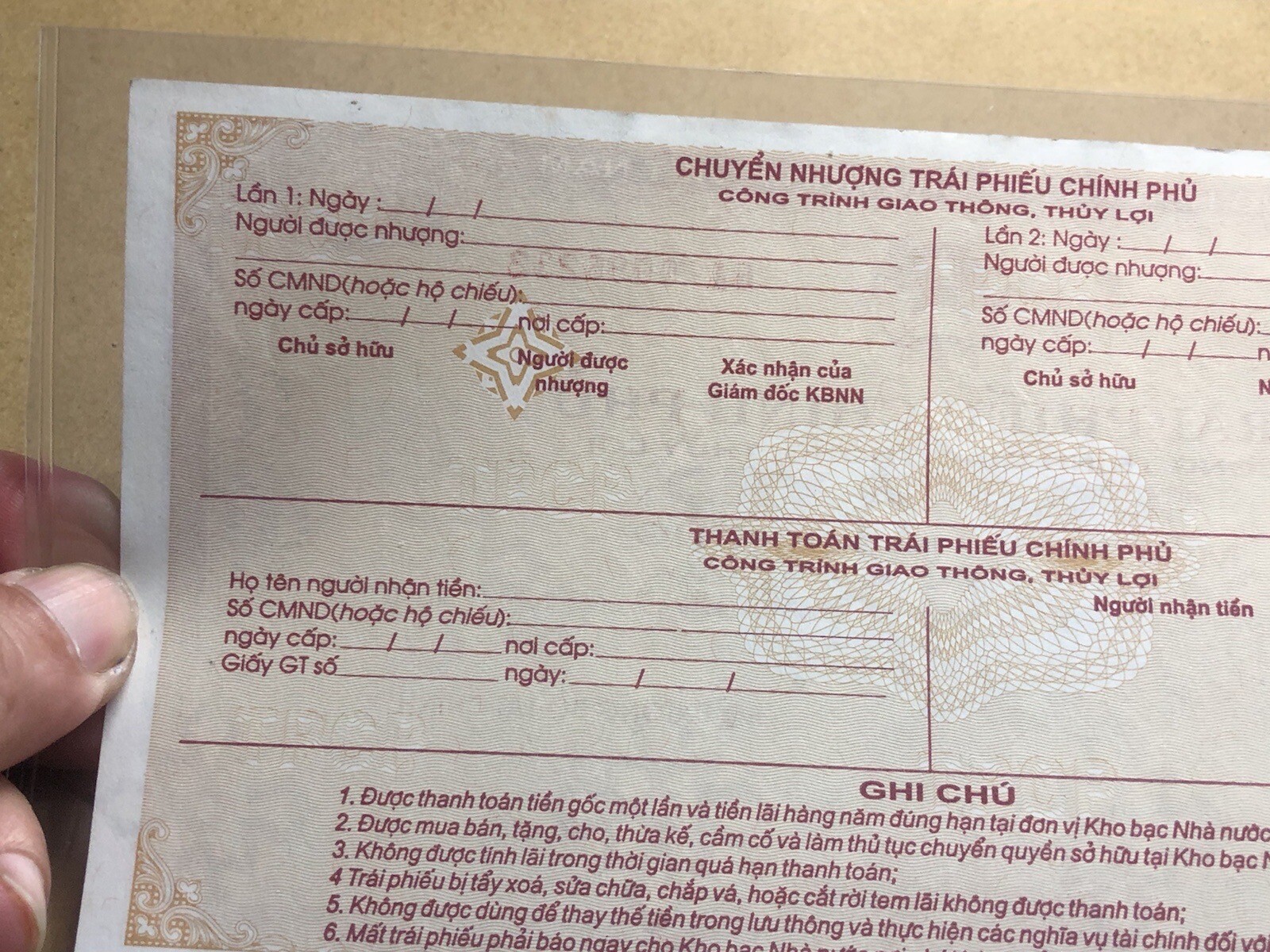 100,000 Dong Payment Bond Cheque Unpaid 2003 Original Vintage Rare_LDP Shop.