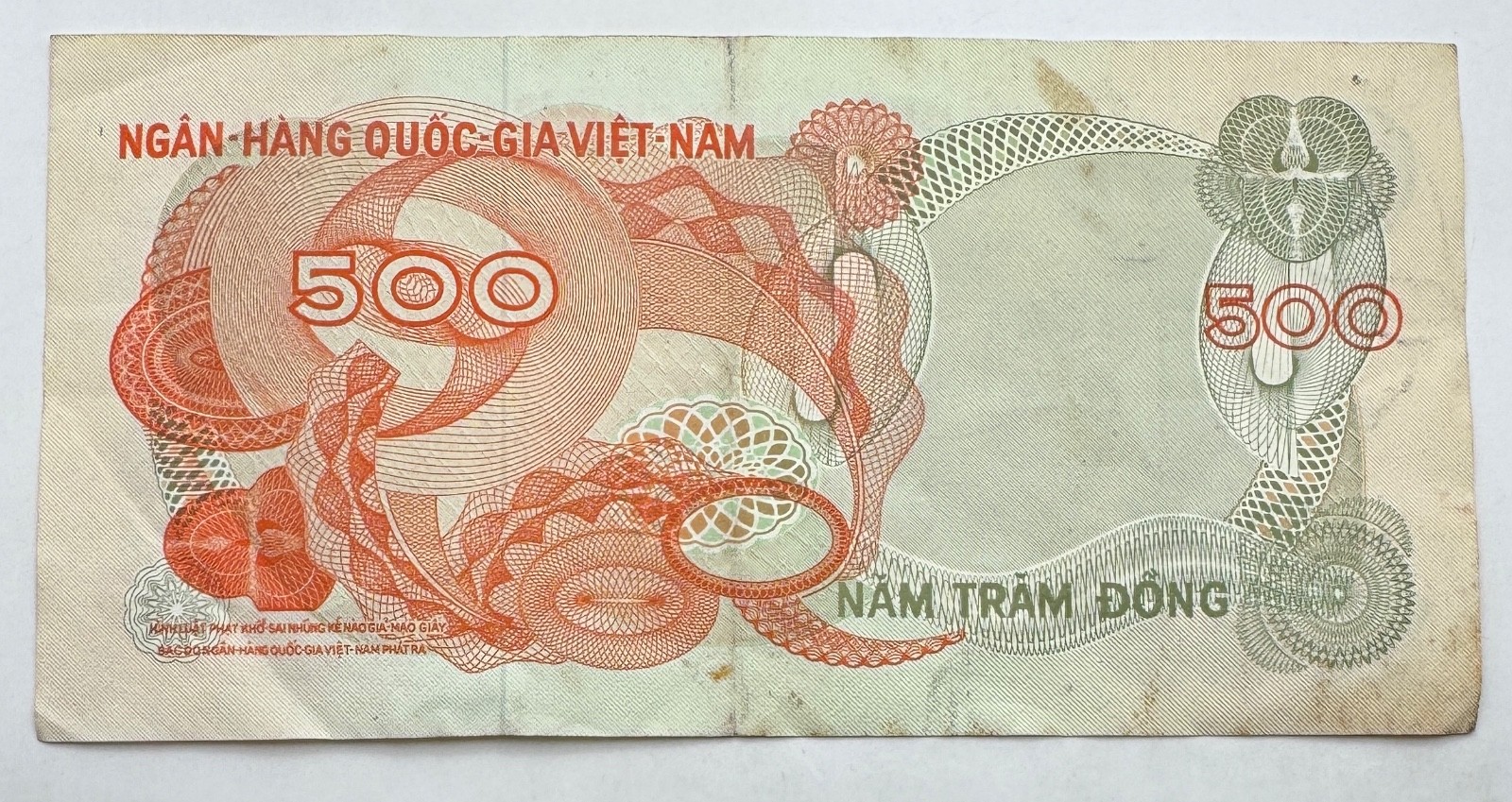 1970 Viet Nam 500 Dong Note – Viet Nam – Cong – Hoa – Free Shipping