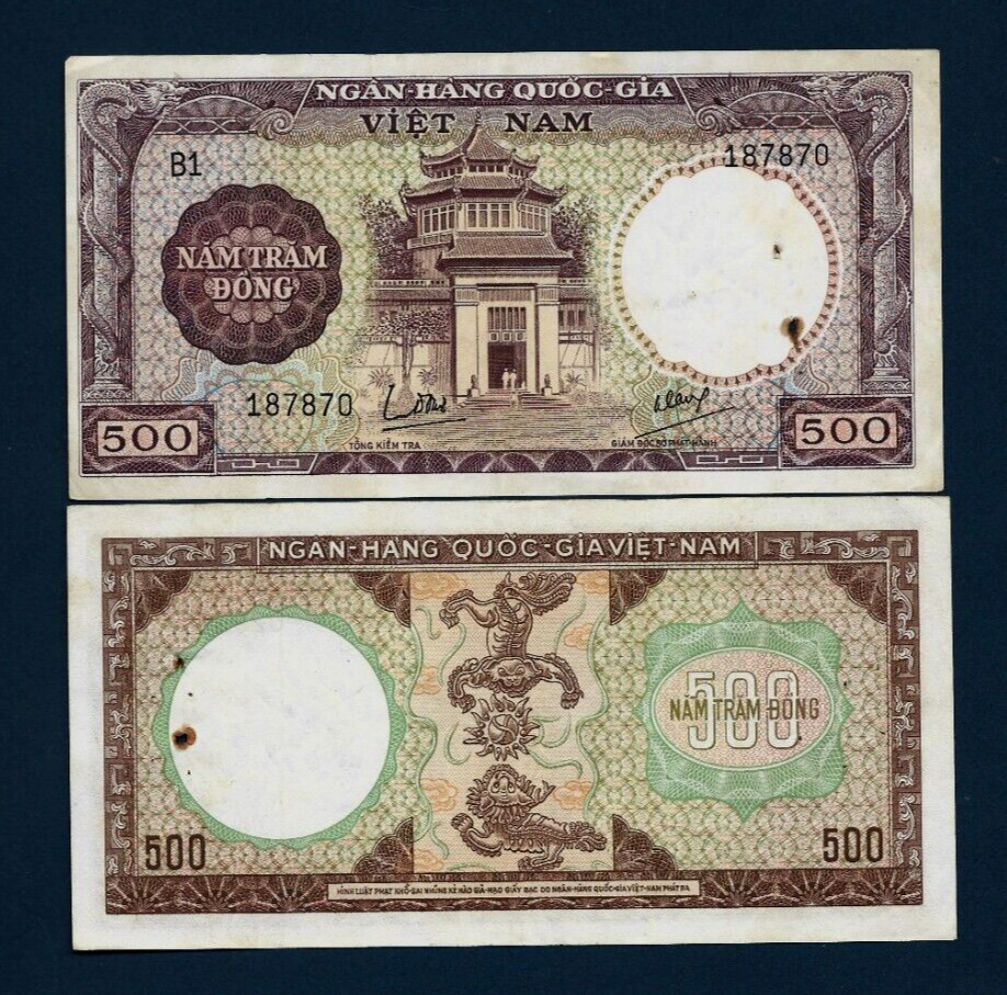 Vietnam SOUTH 500 DONG P-22 ND 1964 Vietnamese RARE World Currency BANK NOTE