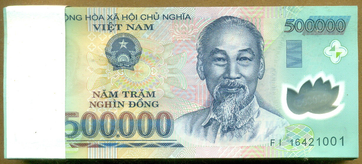 Vietnam lot of 10 notes x 500,000 Dong UNC condition. Brand new & 100% authentic