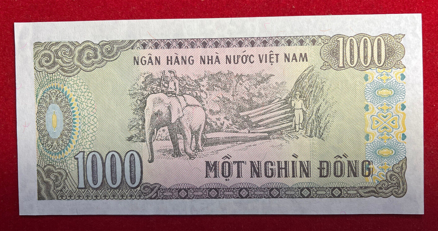 K27 Vietnam; 1000 Dong 1988 (1989) Elephant P#106 UNC