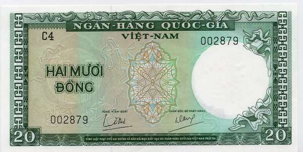 SOUTH VIET NAM, P-16, 20 DONG,1965, UNC