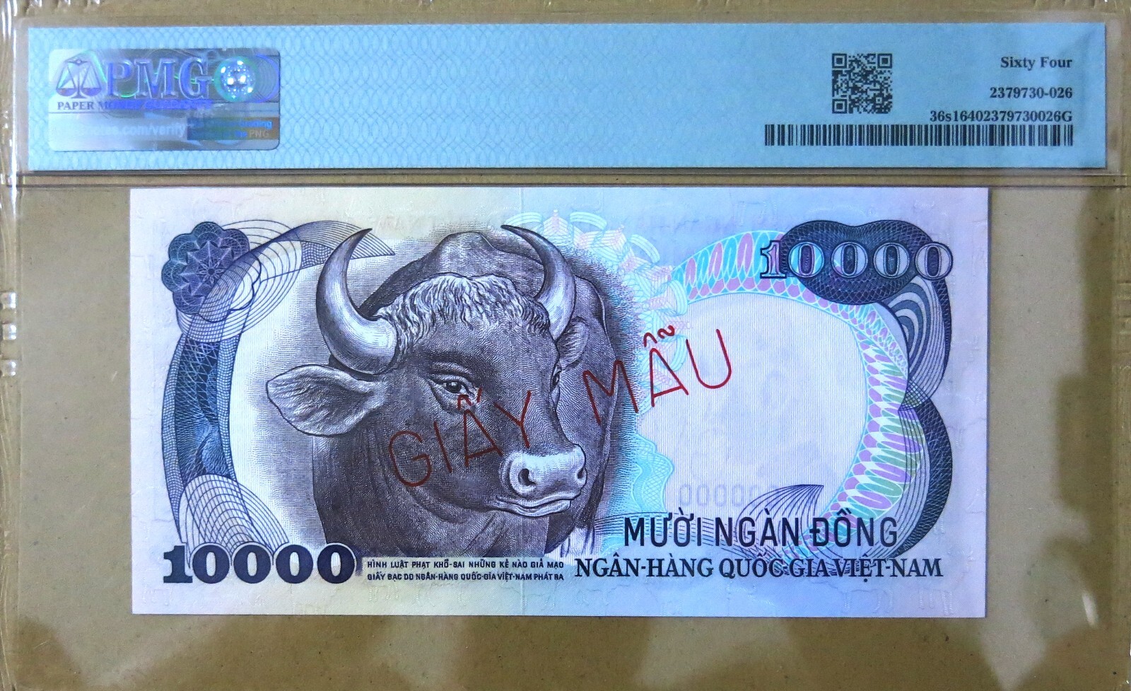 Vietnam 1975 Trio of Specimen 1000 – 5000 & 10,000 Dong P 34, 35 & 36s1 PMG 64