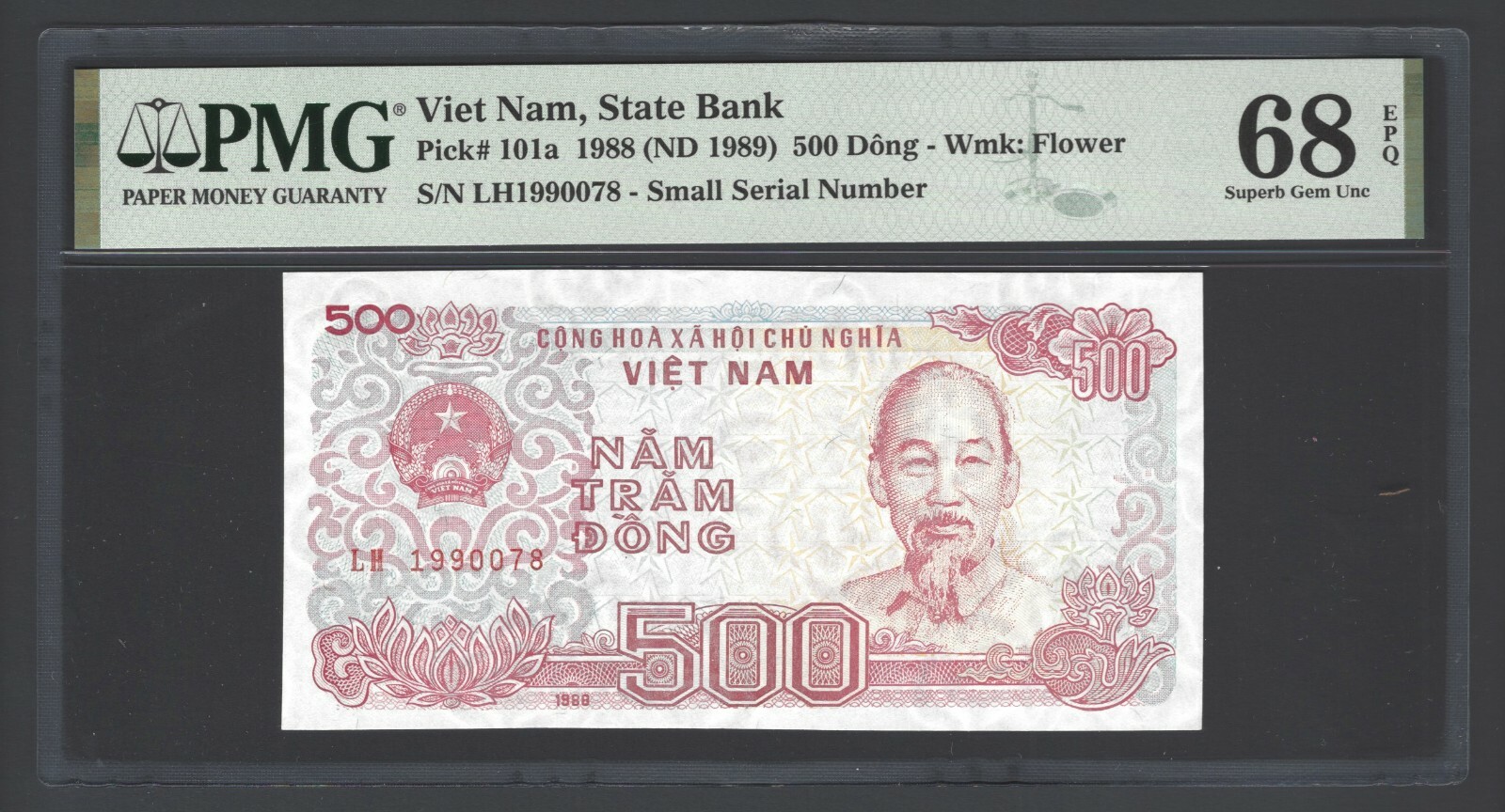 Viet Nam 500 Dong 1988 (ND 1989) P101a Uncirculated Grade 68