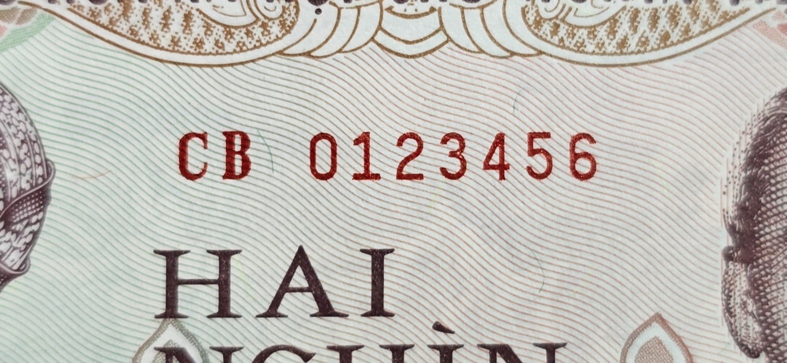 Viet Nam 1988 / 2,000 Dong Ascending Ladder Serial number 0123456 Gem UNC
