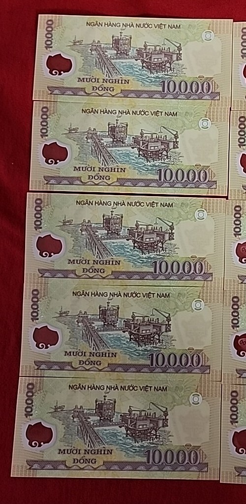 5 x Vietnam 10000 Dong Polymer Banknote World Money UNC Currency – 100000 Dong