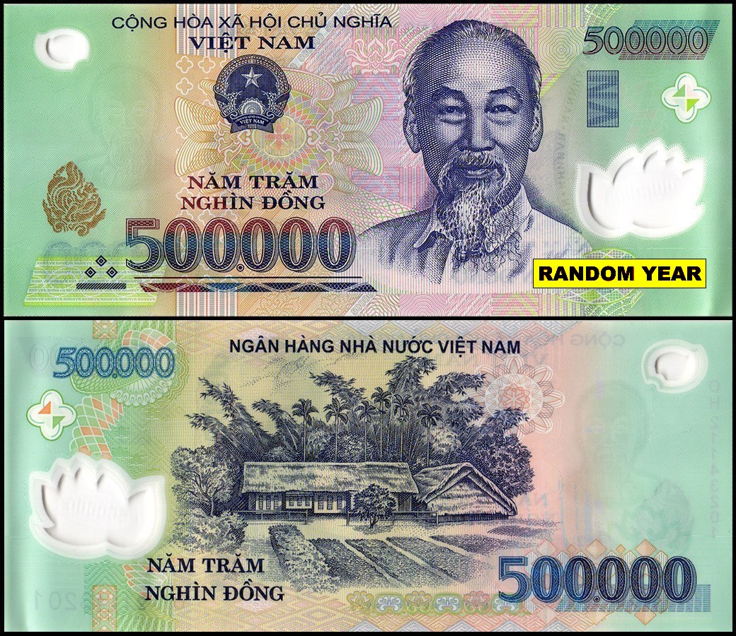 1,000,000 VIETNAM DONG 2x 500,000 BANKNOTES 1 MILLION VIETNAMESE AUTHENTIC VND