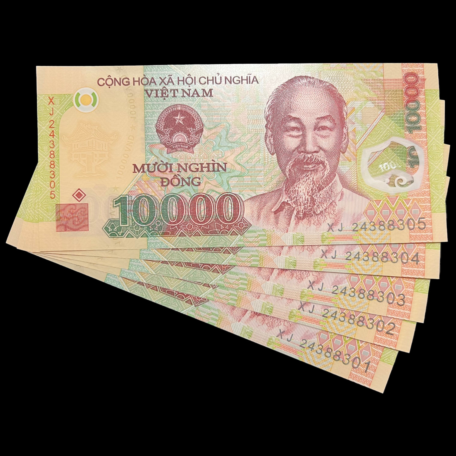 5x Vietnam 10000 Dong Polymer Banknote World Money UNC Currency – 50000 Dong