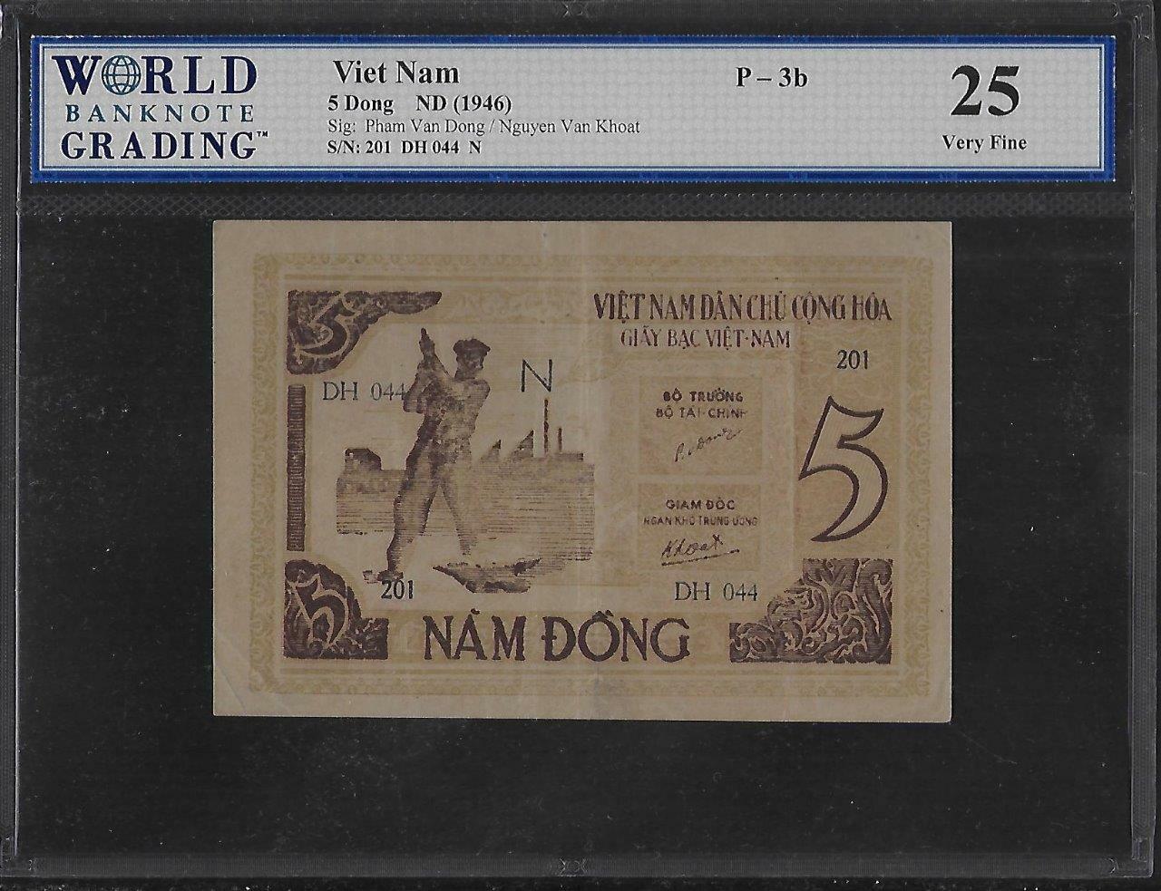 Vietnam P-3b 5 Dong 1946 WBG 25