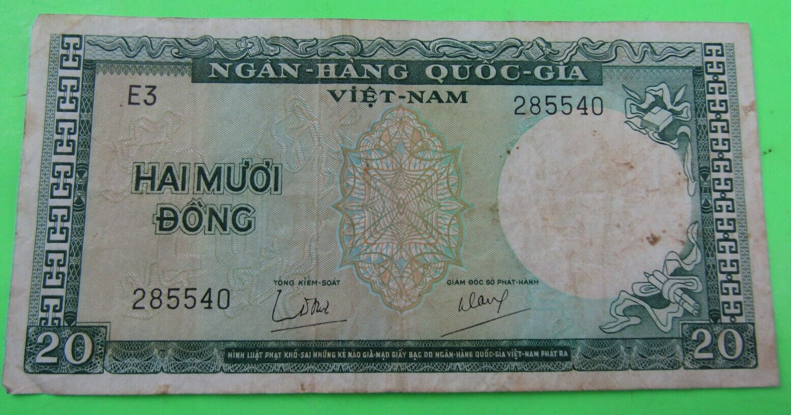 VIET NAM SOUTH, 20 DONG,P#16a, ND(1964)