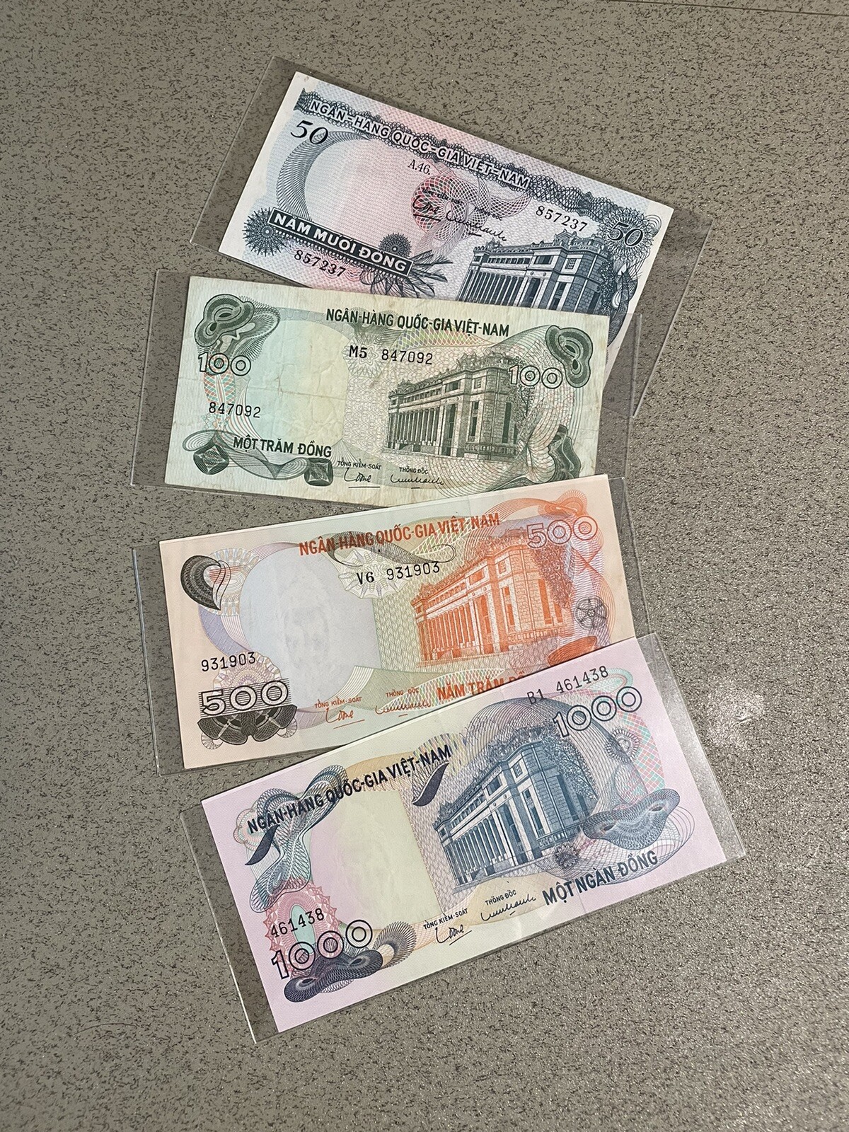 SOUTH VIET NAM 50-100-500-1000 Đồng, World Collection Banknote