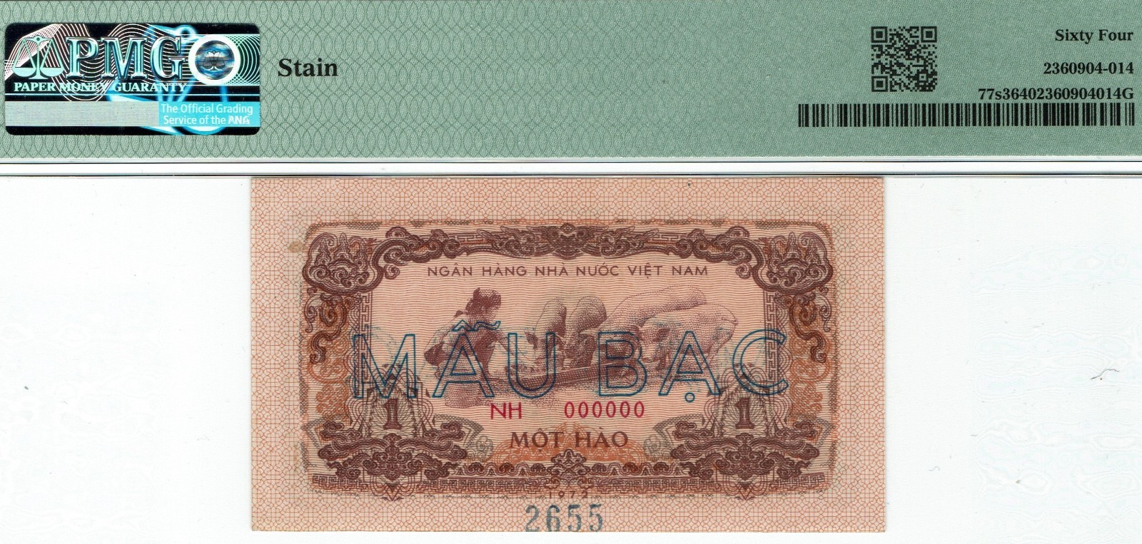 Viet Nam. P-77s3 Specimen. PMG 64 Choice Uncirculated.