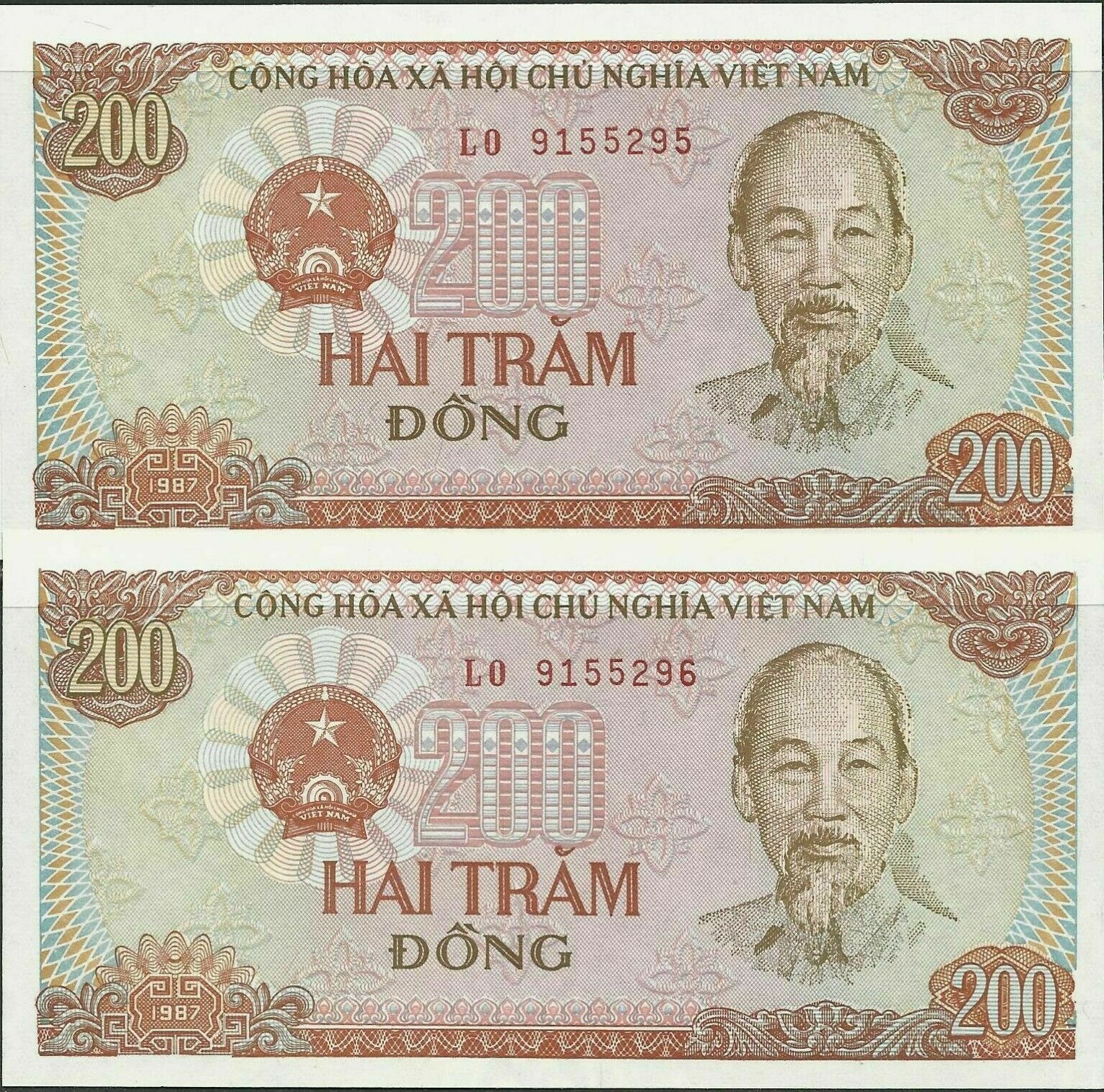 200 Vietnam Dong Banknote Bundle 1987 P-108 UNC USA Fast Free Ship