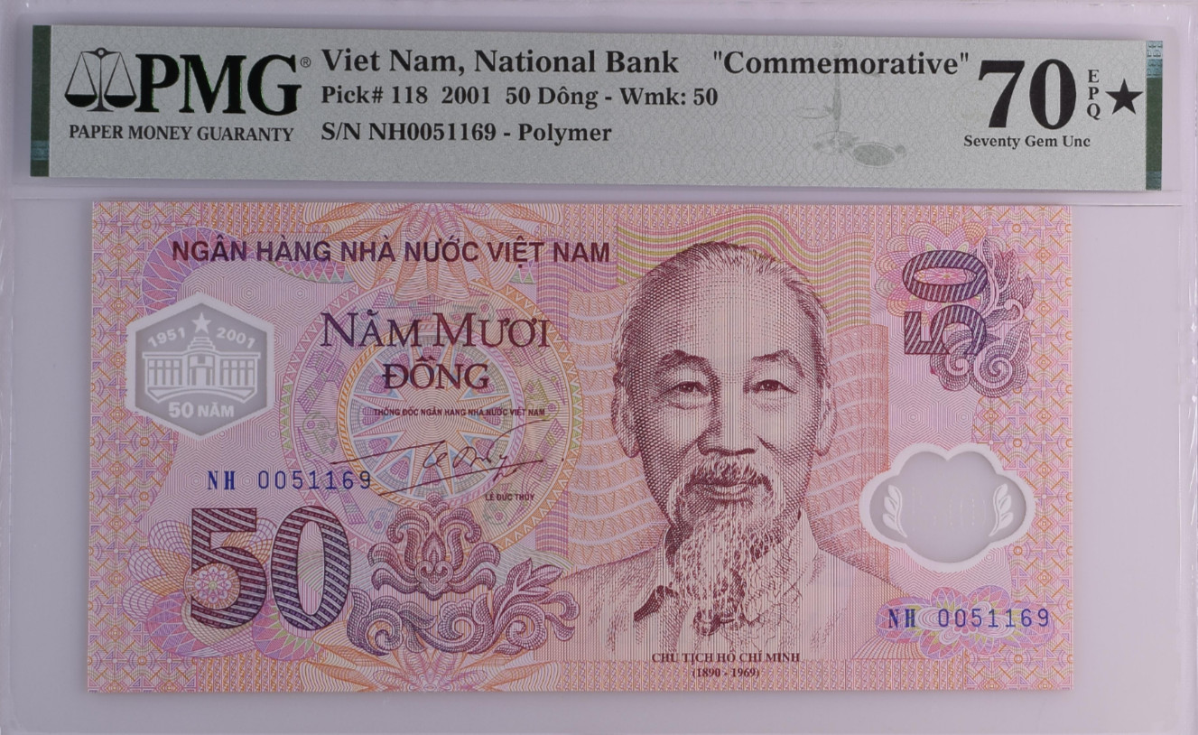 Vietnam 50 Dong 2001 PMG 70* Top Pop