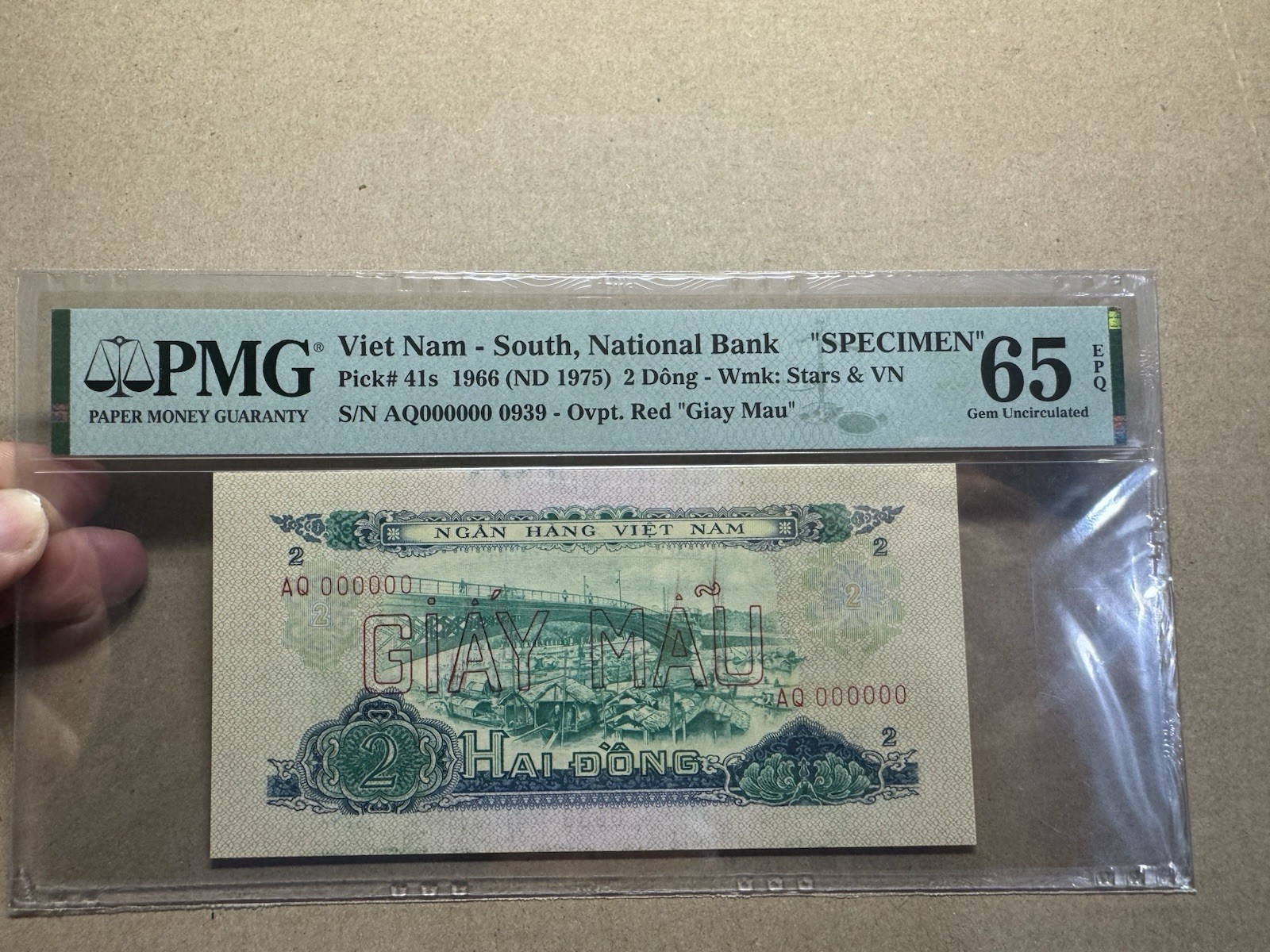 North Viet Nam Banknotes 2 Dong Specimen 1966 PMG 65EPQ P-41s Rare_LDP.