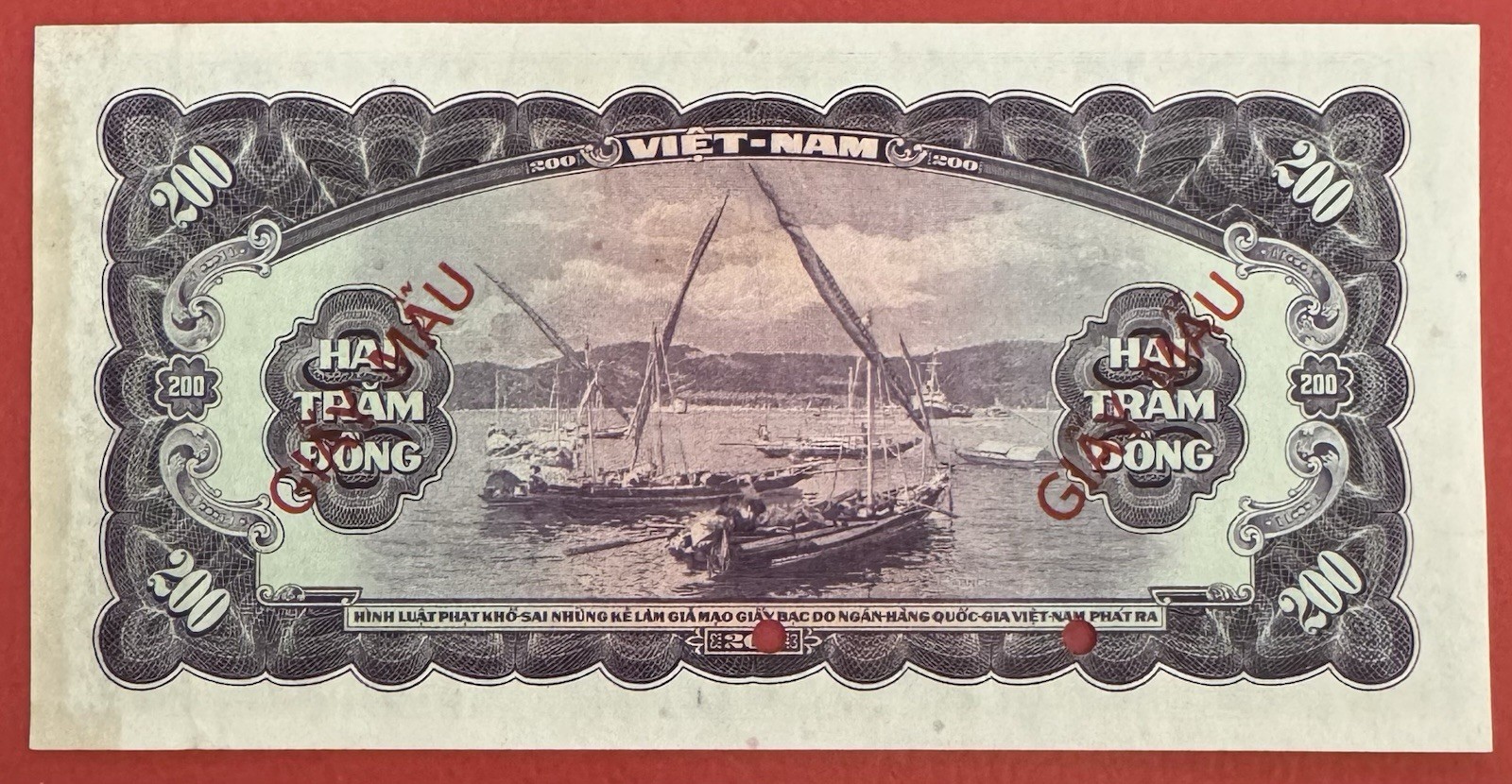 VIETNAM SOUTH – SPECIMEN 200 DONG 1955 – 58 PICK# 9s About UNC. #PL3167