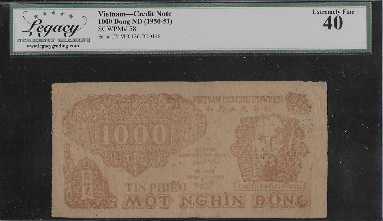 Vietnam P-58 1000 Dong 1950-51 Brown Printing LCG 40
