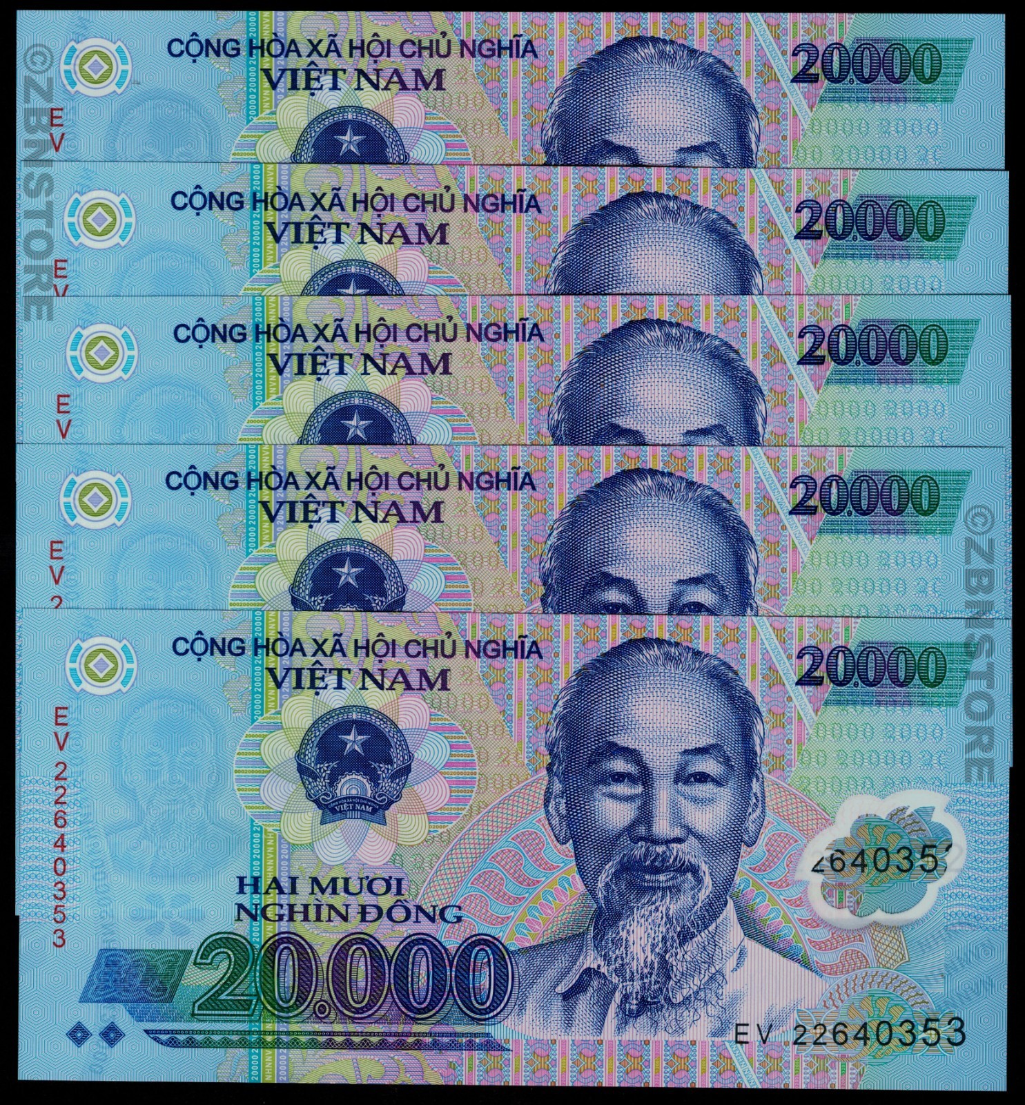 100,000 Vietnam Dong Banknote + Zimbabwe Set 500,000 to 50 Billion Dollars 2008