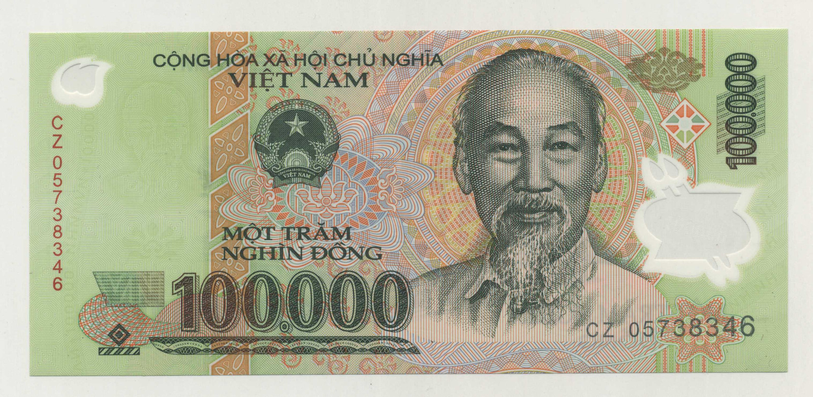 Vietnam Viet Nam 100000 Dong 20(05) Pick 122 UNC Uncirculated Banknote Serial CZ
