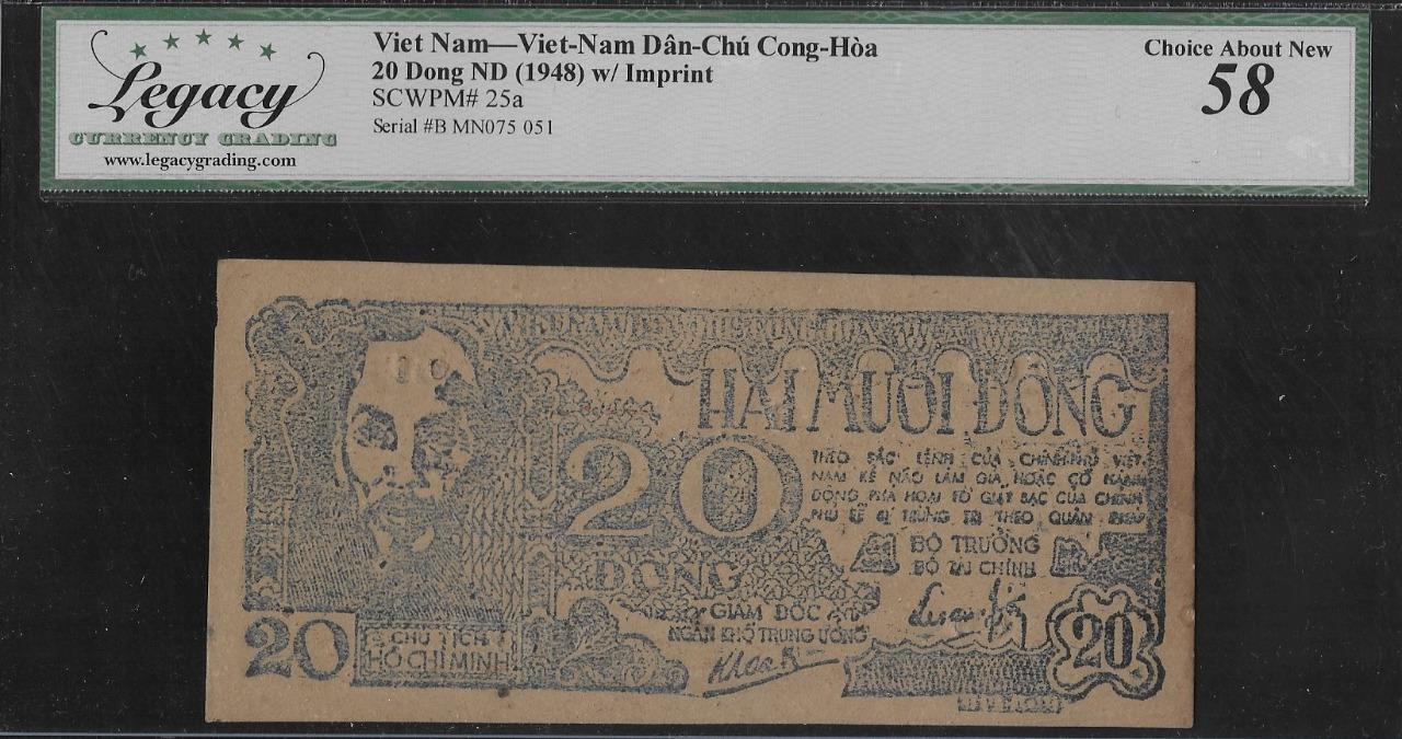 Vietnam P-25a 20 Dong 1948 w/ Imprint LCG 58