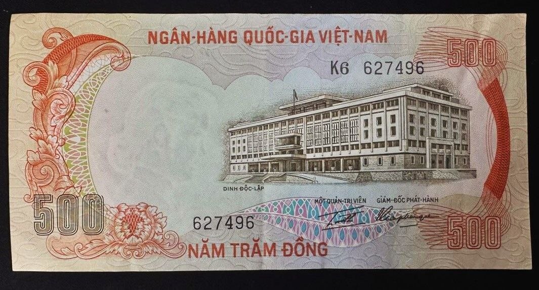 Vietnam War Era Banknote South Vietnamese 500 DONG 1972 Paper Money High grade