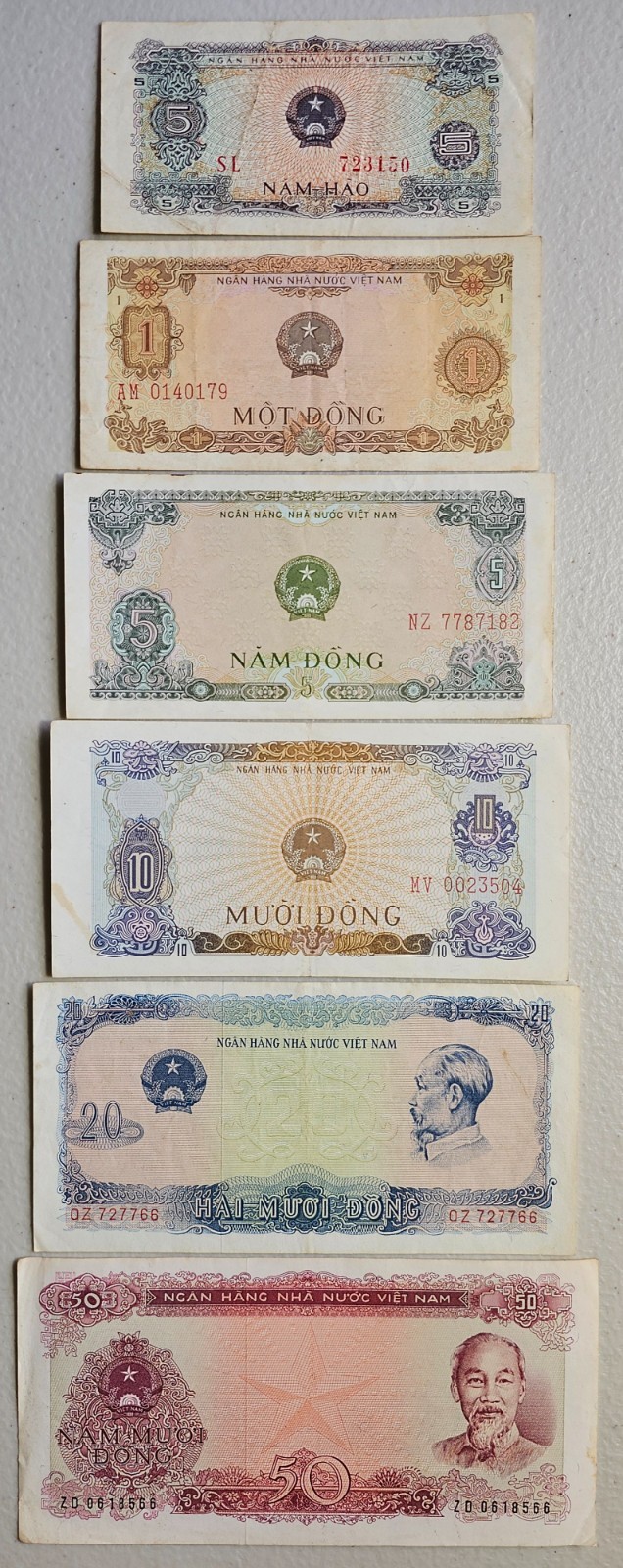 Vietnam 5 Hao – 50 Dong 1976, Set of 6