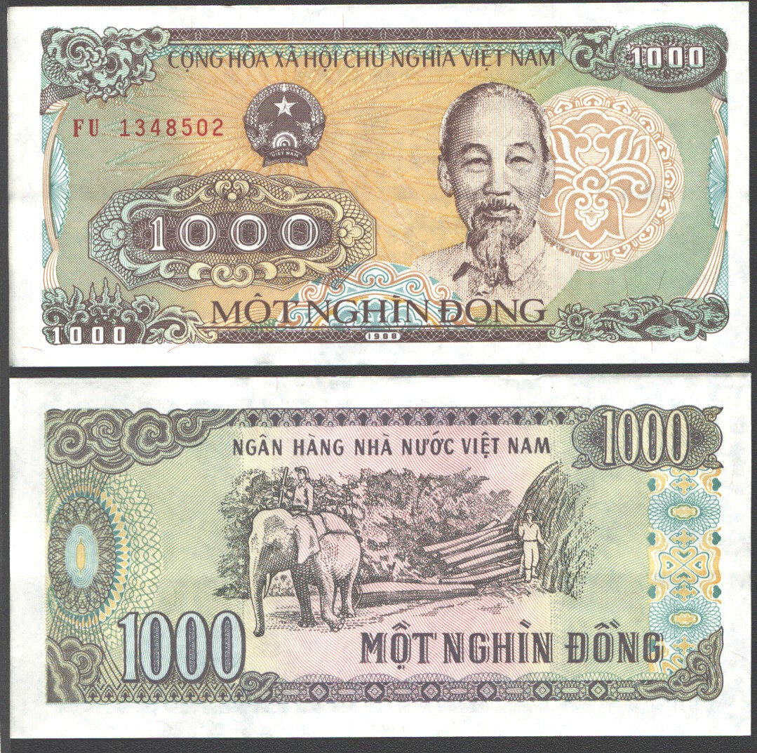 VIETNAM SOCIALIST 1000 DONG 1988 UNC PREFIX FU,HO CHI MINH AND (1890-1969)ELEP