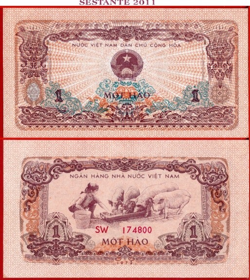 NORTH VIETNAM 1 HAO = 0,10 DONG 1972 P 77a UNC free shipping from 100$