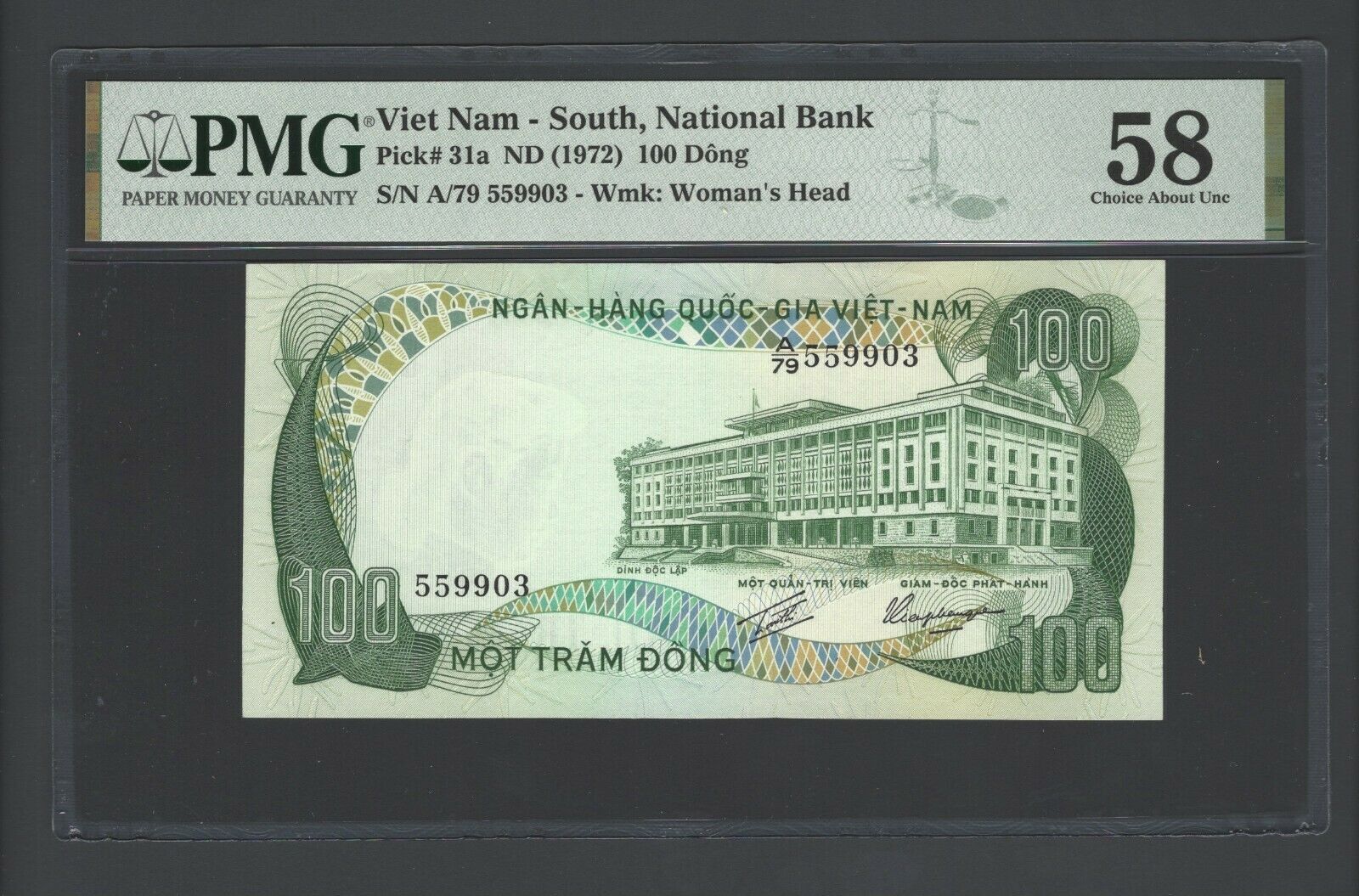 South Vietnam 100 Dong ND(1972) P31a About Uncirculated