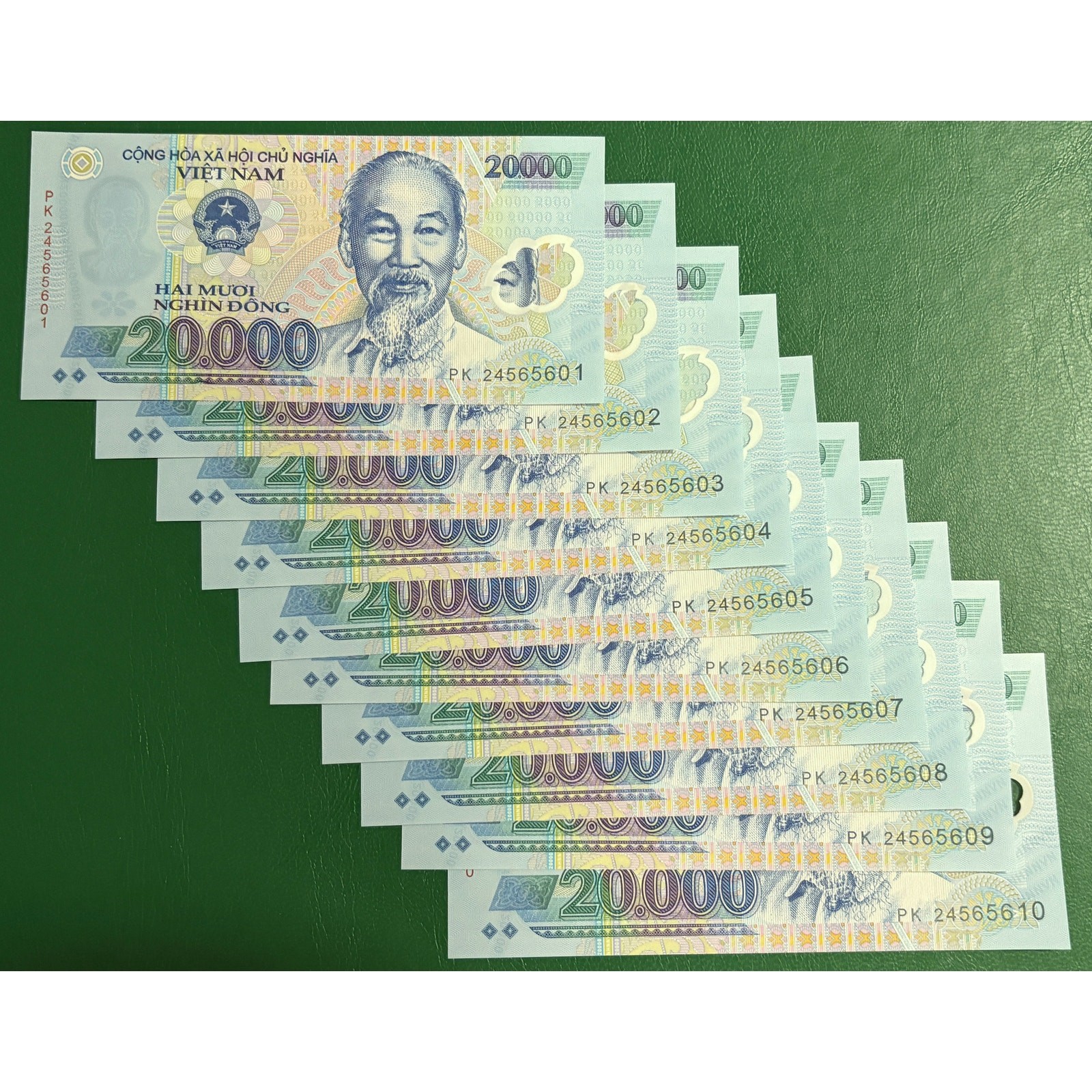 10 x VIETNAM 20000 Dong UNC Consecutive Polymer Banknotes VND 20,000 20K 200,000