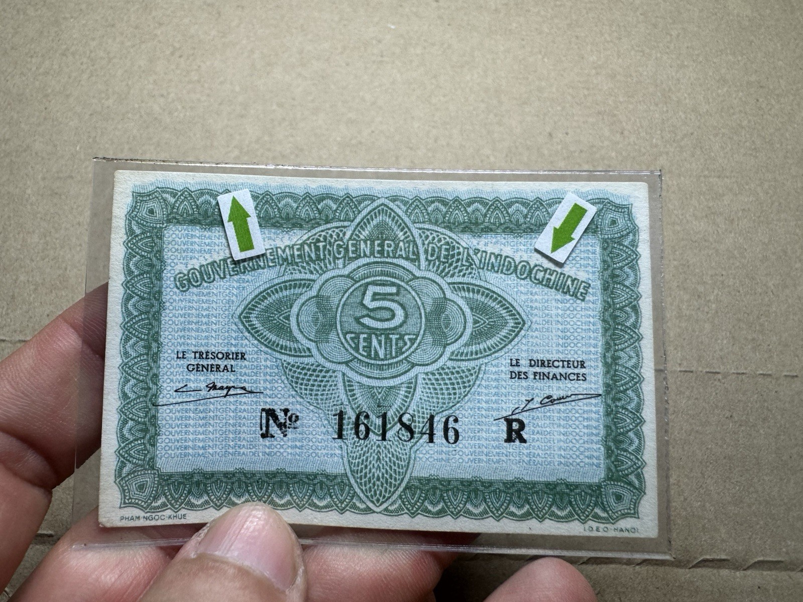 Minor Printing Error 5 Cent Indochine Indochina Banknotes 1942 Rare_LDP Shop.