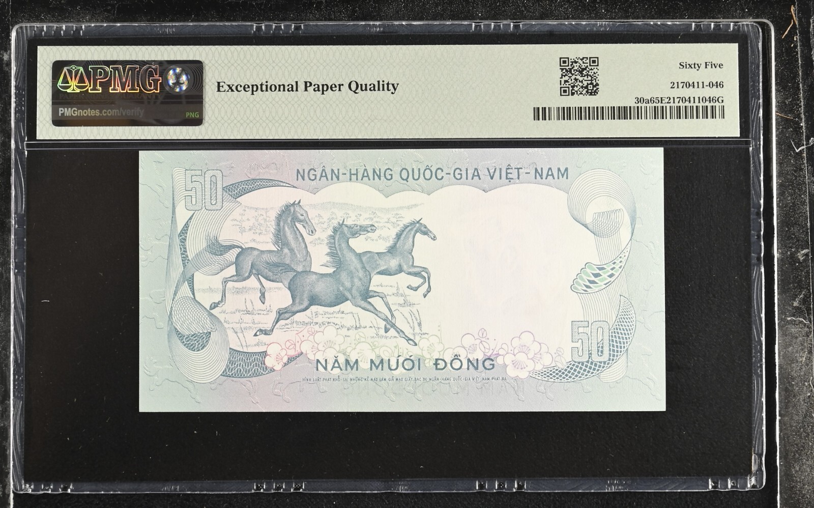 South Vietnam P-30a 50 Dong 1972 Block A/1 Low Serial Number PMG 65 EPQ