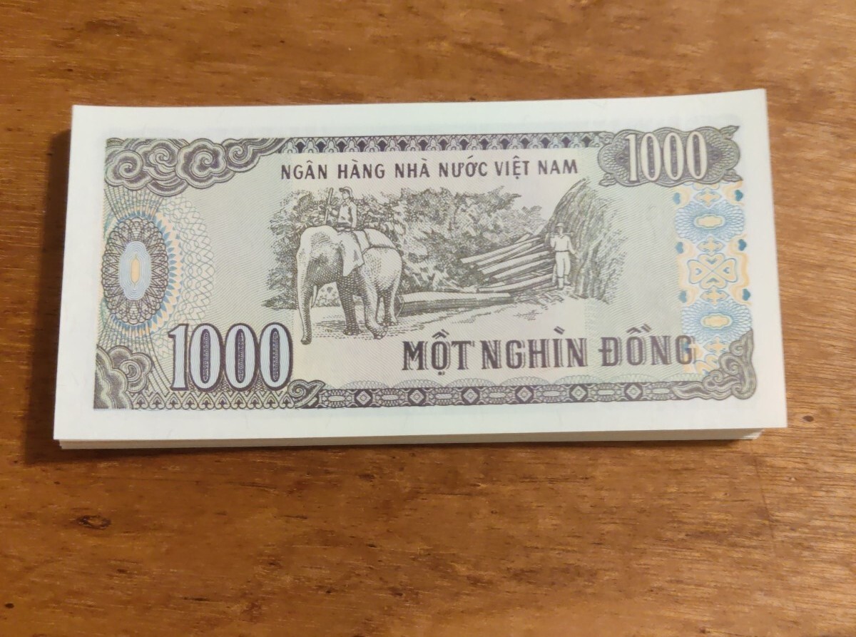 Stack Of 25 Vietnamese Banknote Currency 1000 DONG Sequential Serial numbers