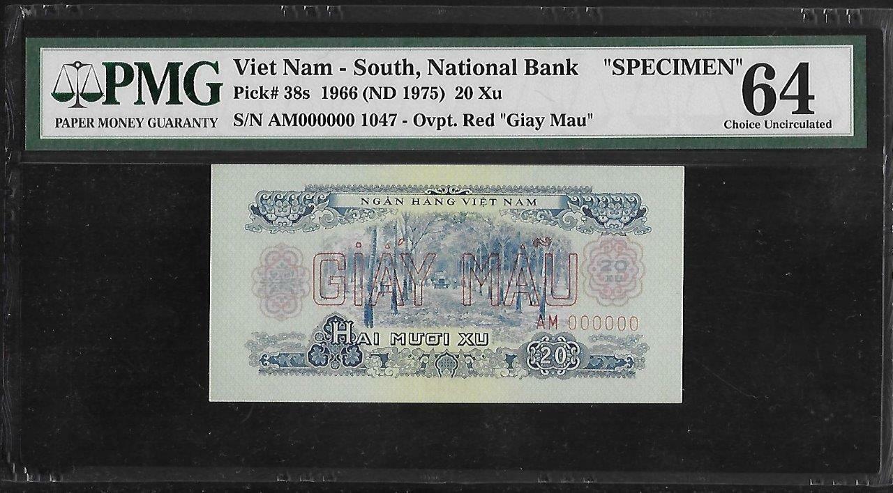 South Vietnam P-38s 20 Xu 1966 Specimen PMG 64