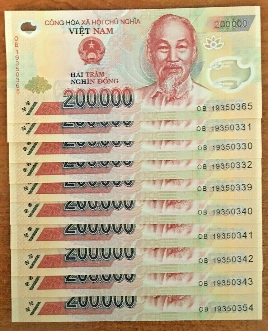 Vietnamese Dong 2 Million New ( 200000 x 10 Pcs ) Vietnam VND 200,000 Note Cir
