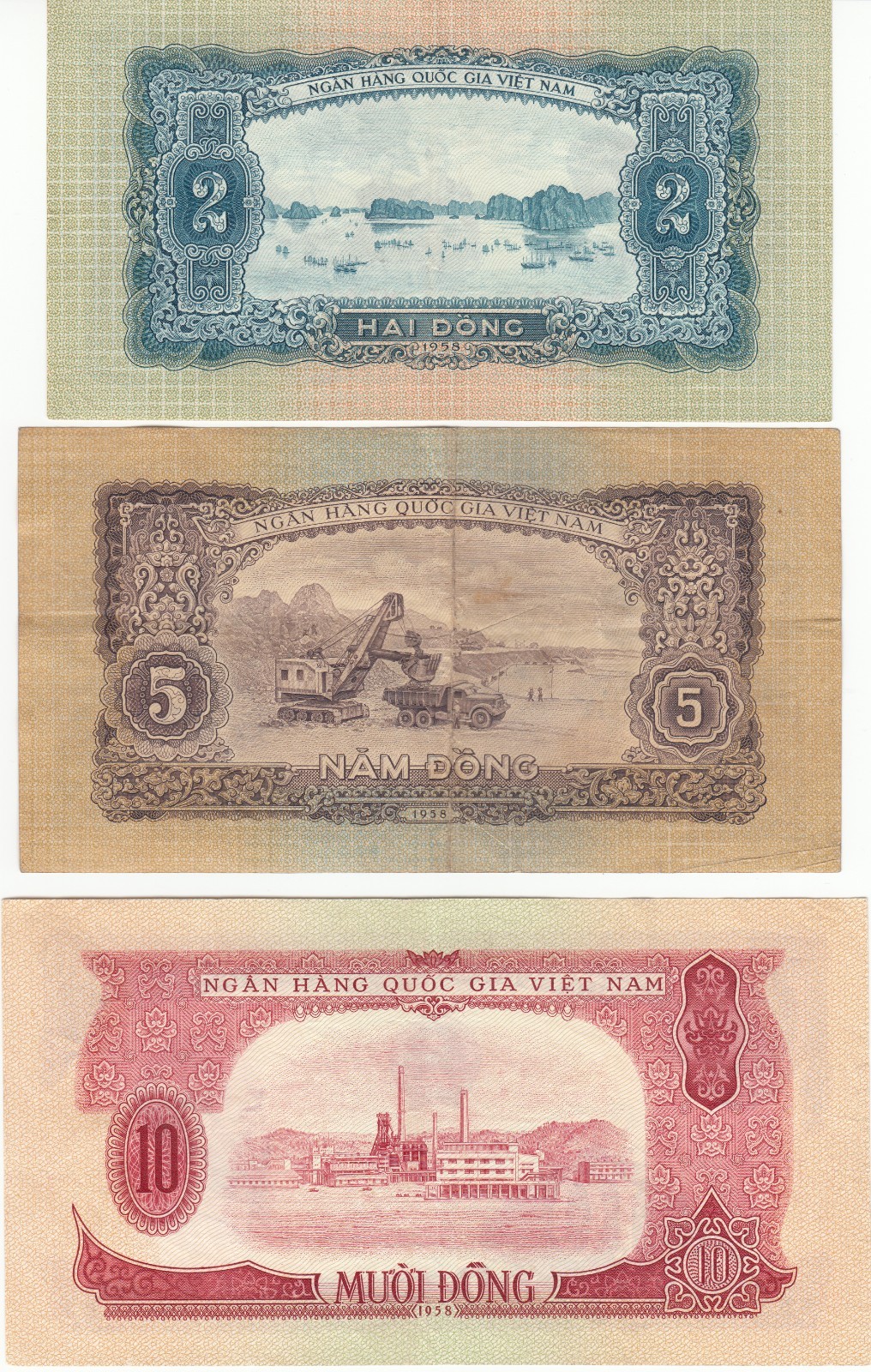 Vietnam 1958 Regular Issue Completed Set of 7 Bank Notes P# 59-65