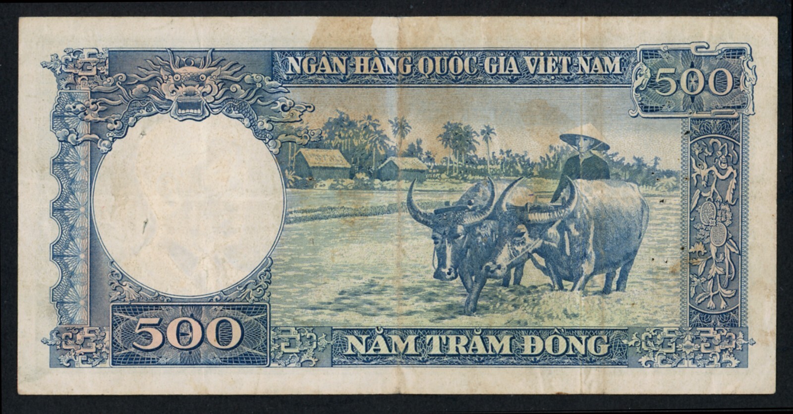 South Vietnam 1962 500 Dong P6 DocLap Palace & Farmer-Buffalo A1-397640 (SVN49))