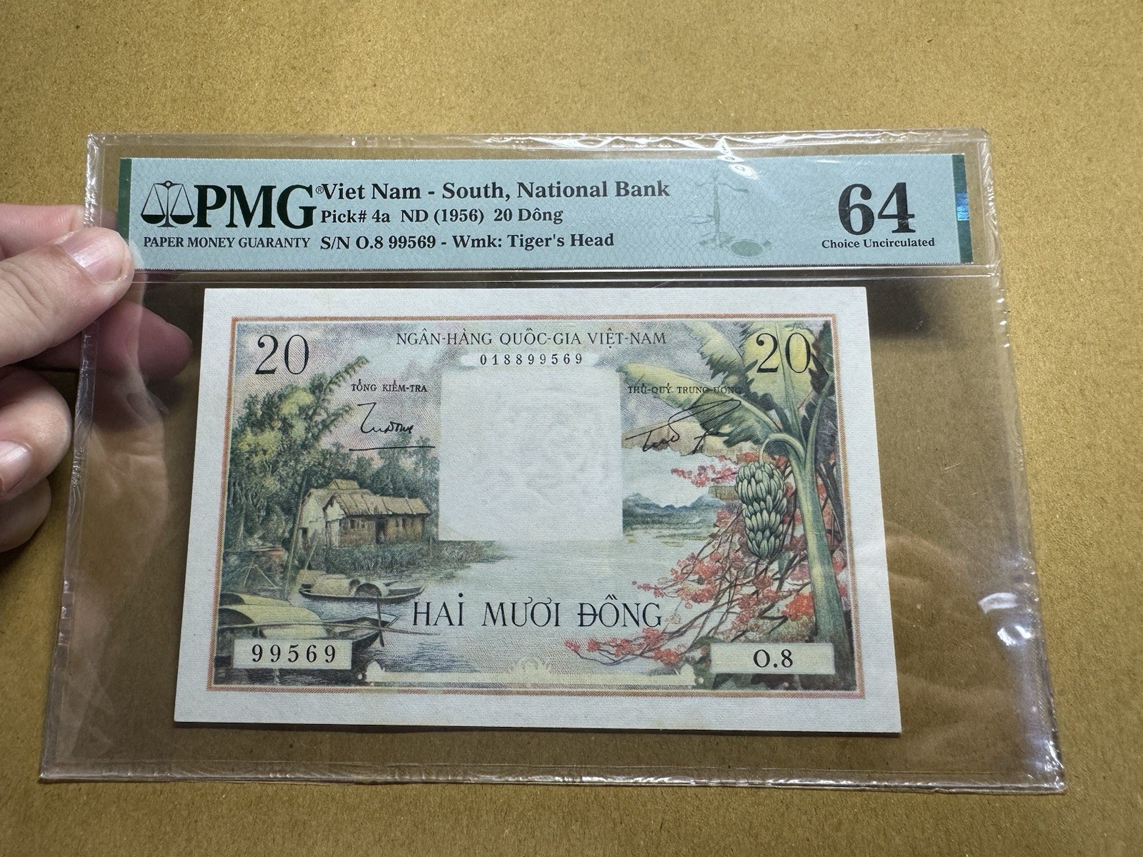 South Viet Nam Banknotes 20 Dong 1956 P-4a PMG-64 UNC_LDP Shop.