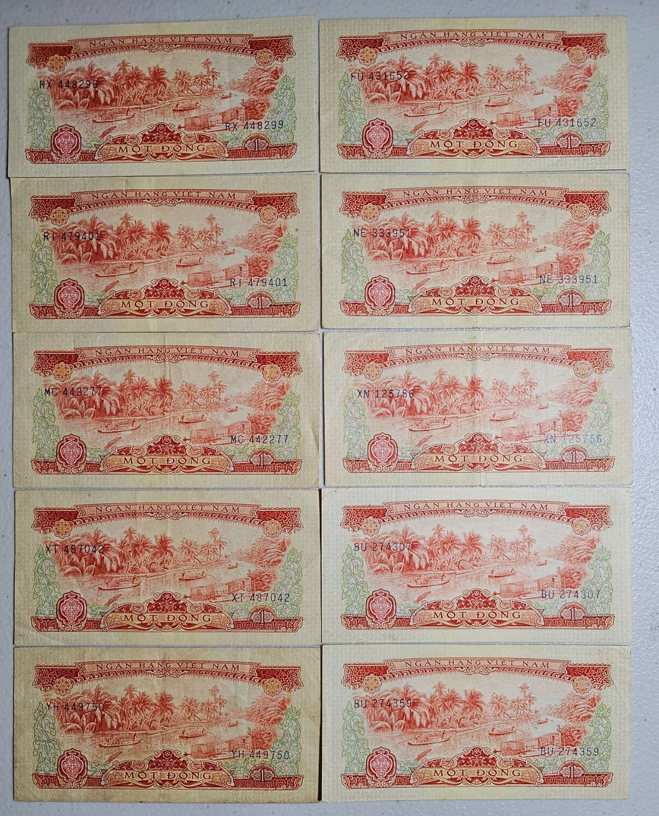 South Vietnam 1 Dong 1966 (1975), Lot of 10