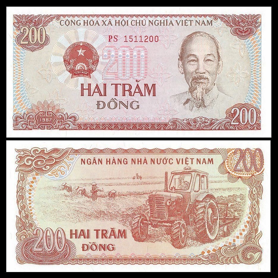 Set of 5 Vietnam Old Paper Banknotes 200 500 1000 2000 5000 Dong Uncirculated