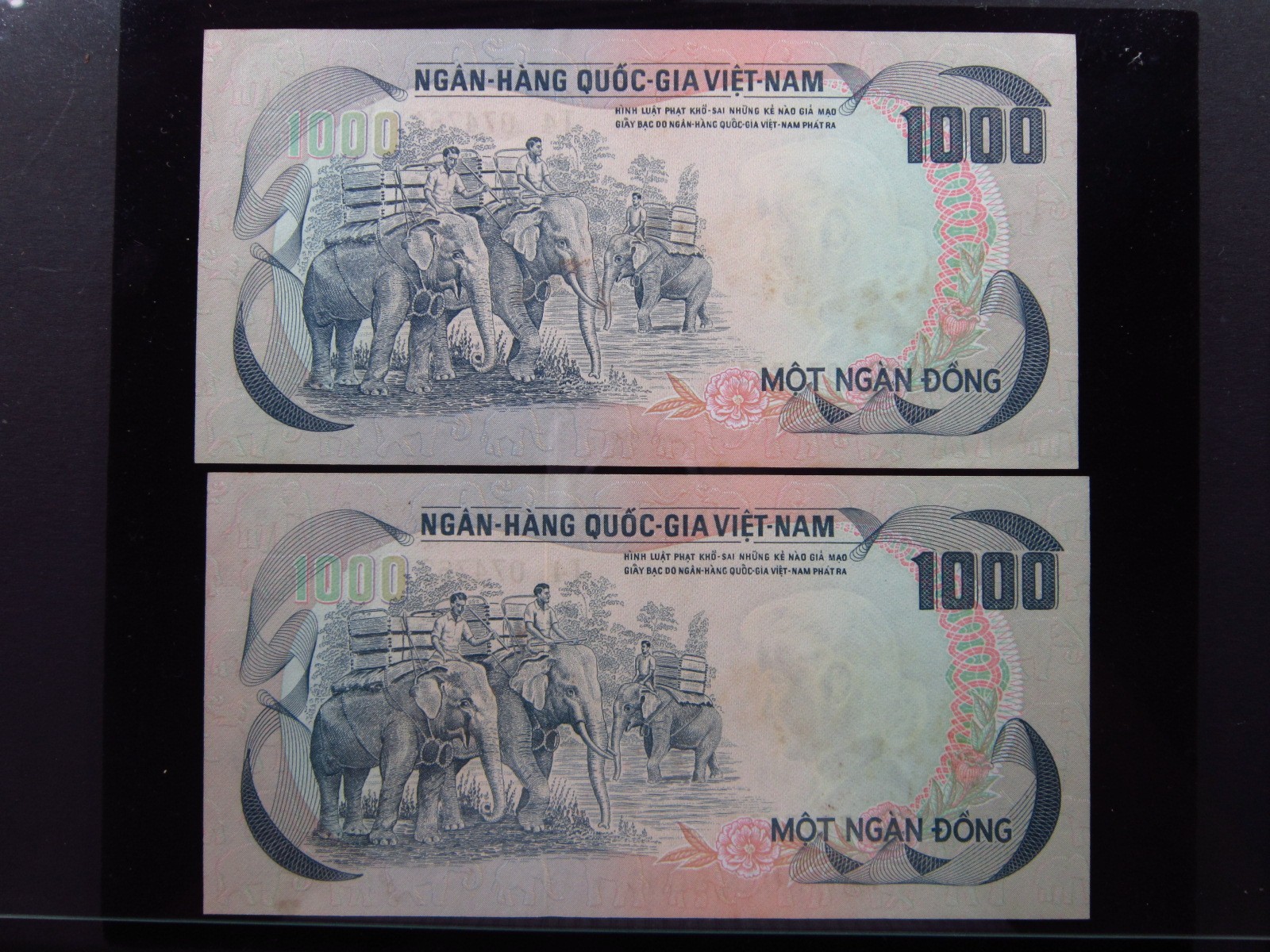 South Vietnam 1000 Dong ND 1972 P34 Unc Sequential Pair i4761 Elephants Việt Nam